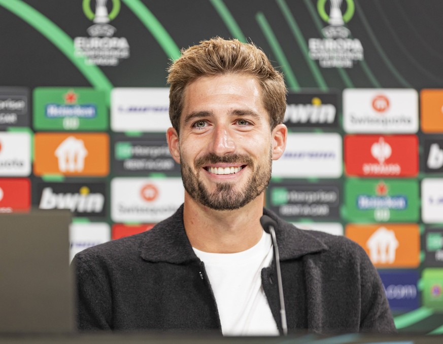 20.09.2023, xomx, Fussball Pressekonferenz: Eintracht Frankfurt - Aberdeen F.C. Bild: Kevin Trapp Eintracht Frankfurt, Portrait, Portraet, *** 20 09 2023, xomx, football press conference Eintracht Fra ...