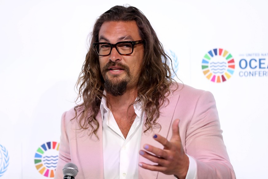 June 27, 2022, Lisbon, Portugal: US actor and ocean activist Jason Momoa speaks during the United Nations Oceans Conference in Lisbon, Portugal, on June 27, 2022. Lisbon Portugal - ZUMAf123 20220627_z ...