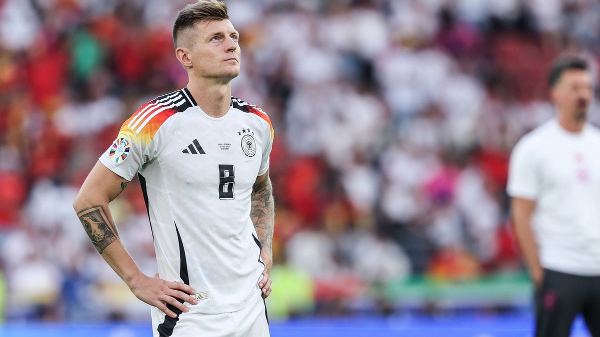 Fussball, UEFA EURO, EM, Europameisterschaft,Fussball 2024 Viertelfinale Spanien - Deutschland 05.07.2024, Stuttgart Arena Toni Kroos Deutschland, 8 Stuttgart Stuttgart Arena Baden-Württemberg Deutsch ...