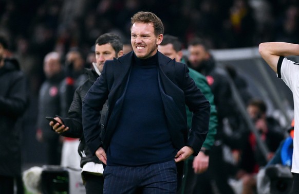 Fútbol, ​​hombres, Alemania, selección nacional, partido internacional, Estadio Olímpico de Berlín: Alemania - Turquía 2:3 El entrenador nacional Julian Nagelsmann Alemania.  Decepción, frustración, trabajo.  Las normas de la Federación Alemana de Fútbol prohíben...