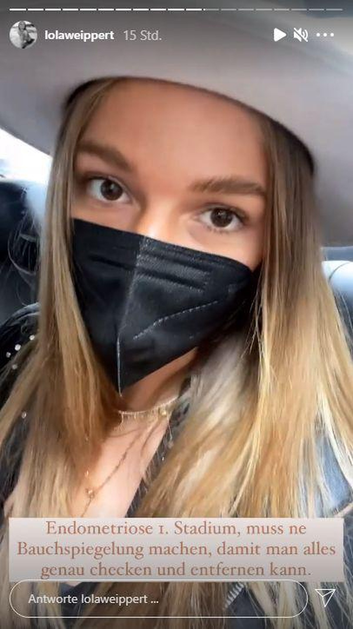 Lola Weippert verkündet die Diagnose, die sie vom Frauenarzt erhielt.