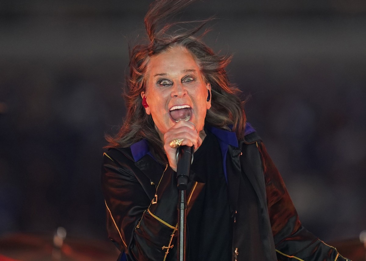 FILE - Singer Ozzy Osbourne performs during halftime of an NFL football game between the Los Angeles Rams and the Buffalo Bills in Inglewood, Calif., on Sept. 8, 2022. (AP Photo/Ashley Landis, File)