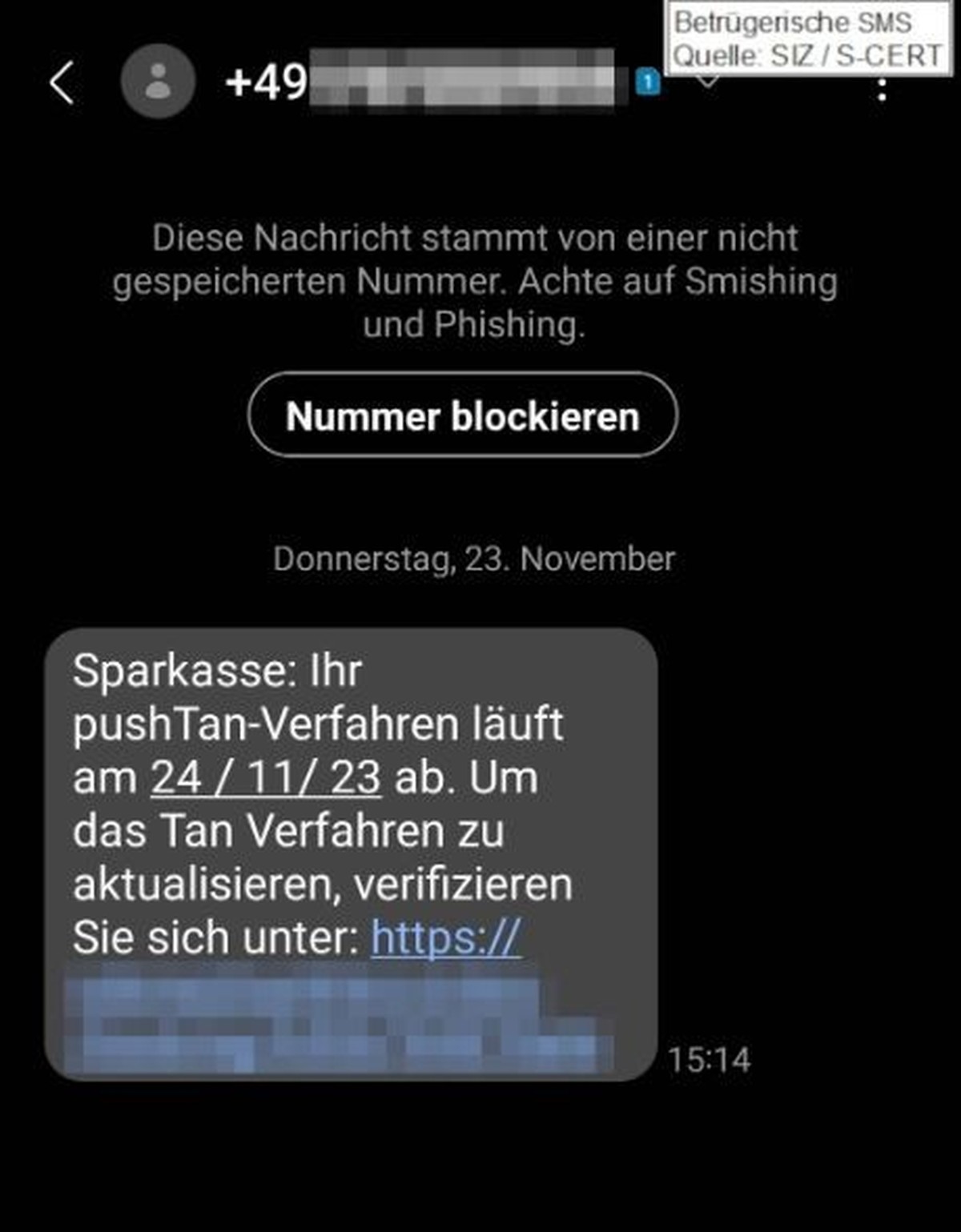 Diese betrügerische SMS trudelt aktuell auf vielen Handys potenzieller Opfer ein.