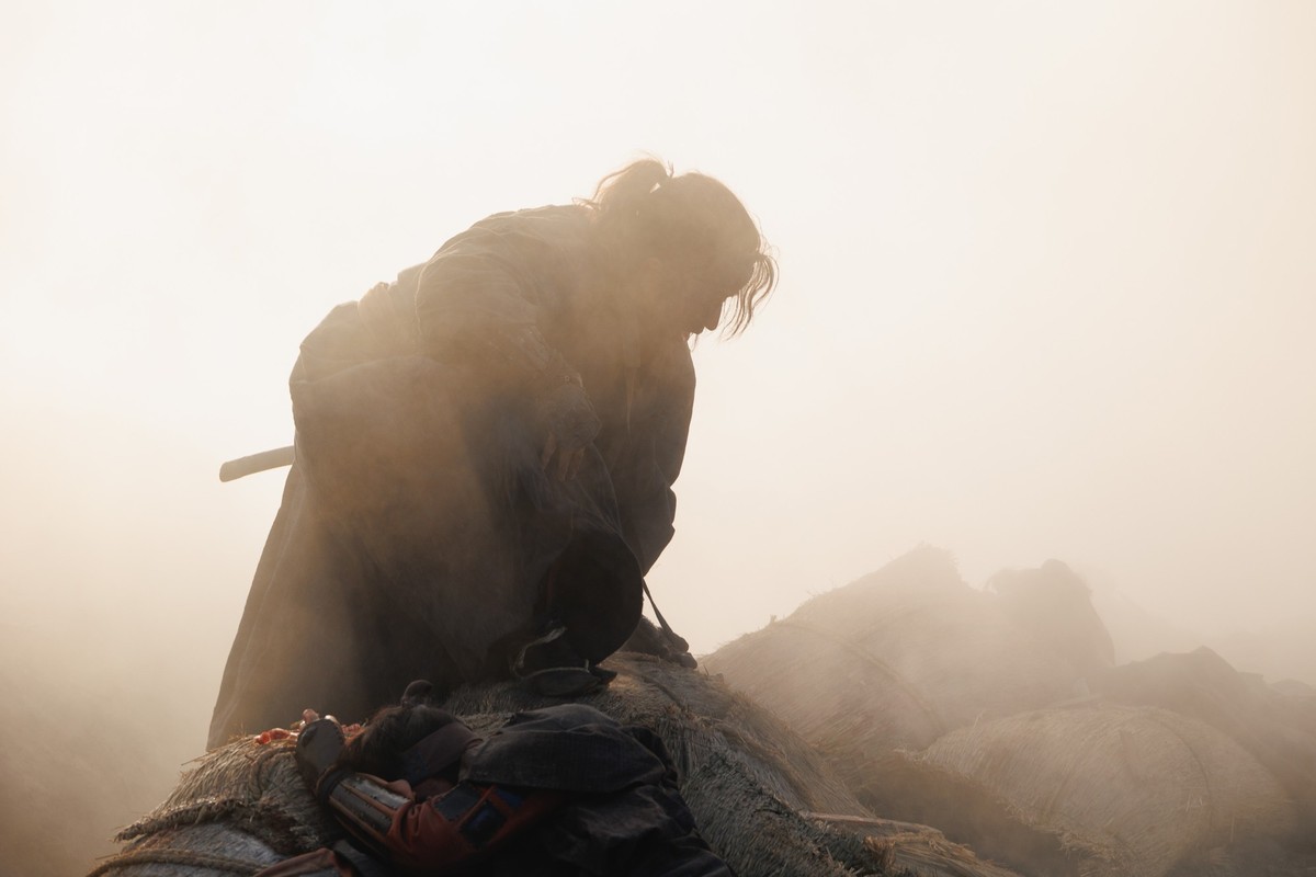 This image released by Netflix shows Jun&#039;ichi Okada in a scene from &quot;The Last Samurai Standing.&quot; (Chihoko Ishii/Netflix via AP)