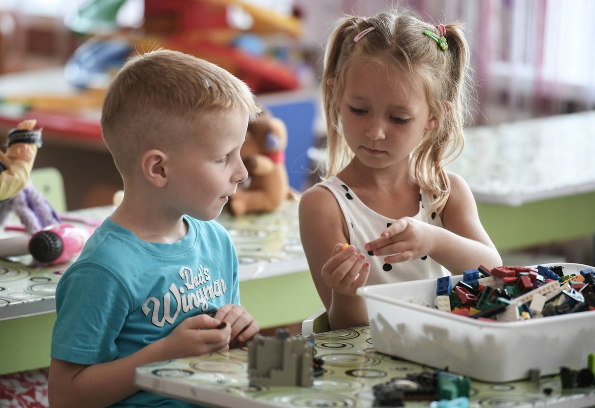 Ukraine Russia Military Operation Kindergarten 8247390 01.08.2022 Children play at the kindergarten No 1 Solnyshko as Russia s military operation in Ukraine continues, in Berdyansk, Zaporizhzhia regio ...