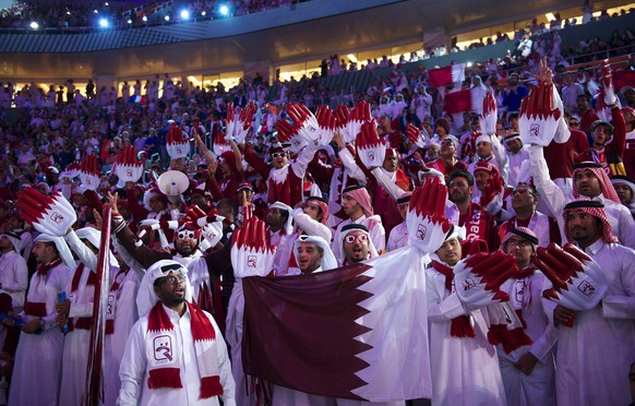 Katarische Fans beim Finale der Heim-WM. Am Ende musste sich sich mit Silber begnügen.&nbsp;