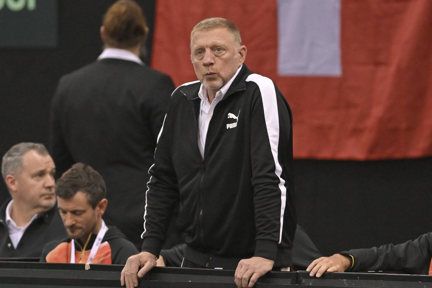 Boris Becker unzufrieden / enttäuscht / enttaeuscht / niedergeschlagen / frustriert, 04.02.2023 Tennis Davis Cup Deutschland vs Schweiz , Arena Trier, Trier, DFB/DFL REGULATIONS PROHIBIT ANY USE OF PH ...