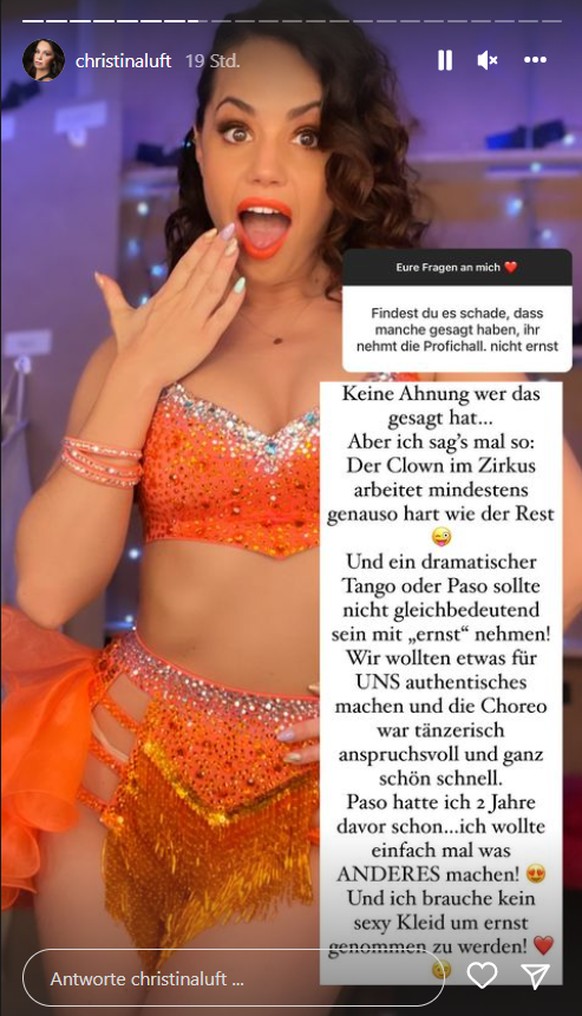 Christina Luft verteidigt ihre Performance bei der "Let's Dance"-Profi-Challenge.