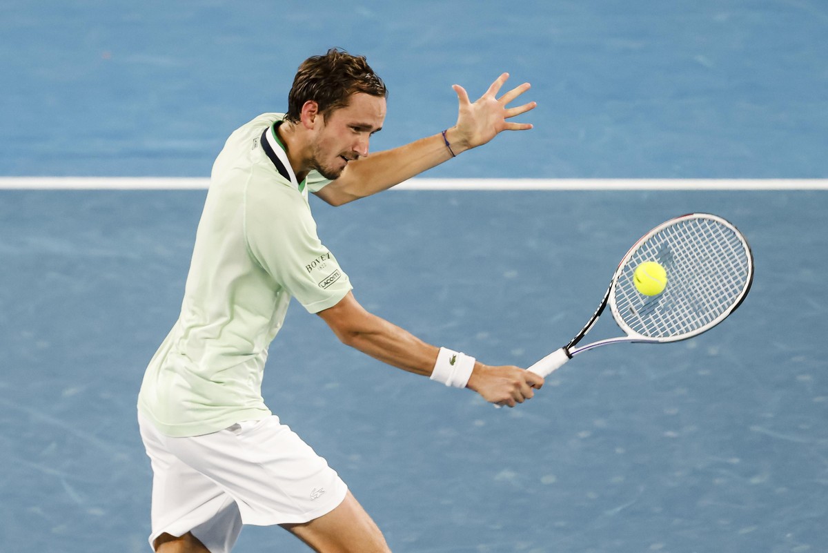 Tennis: Grand Slam - Australian Open, Einzel, Herren, Finale: Nadal (Spanien) - Medwedew (Russland). Daniil Medwedew ist in Aktion.