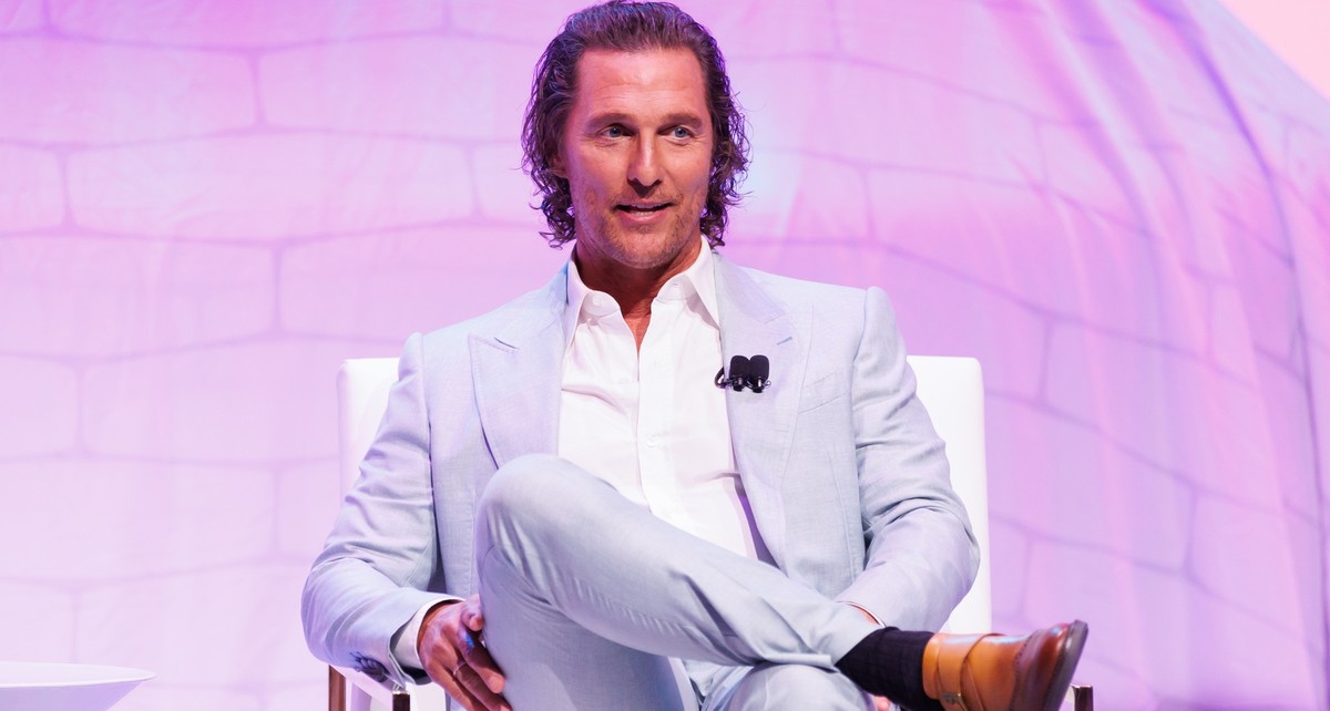 LOS ANGELES, CALIFORNIA - APRIL 20: Matthew McConaughey speaks on stage at the Lincoln Centennial Celebration on April 20, 2022 in Los Angeles, California. (Photo by Rich Polk/Getty Images for Lincoln ...
