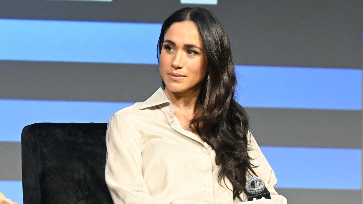 AUSTIN, TEXAS - MARCH 08: Meghan, Duchess of Sussex speaks onstage during the Breaking Barriers, Shaping Narratives: How Women Lead On and Off the Screen panel during the 2024 SXSW Conference and Fest ...
