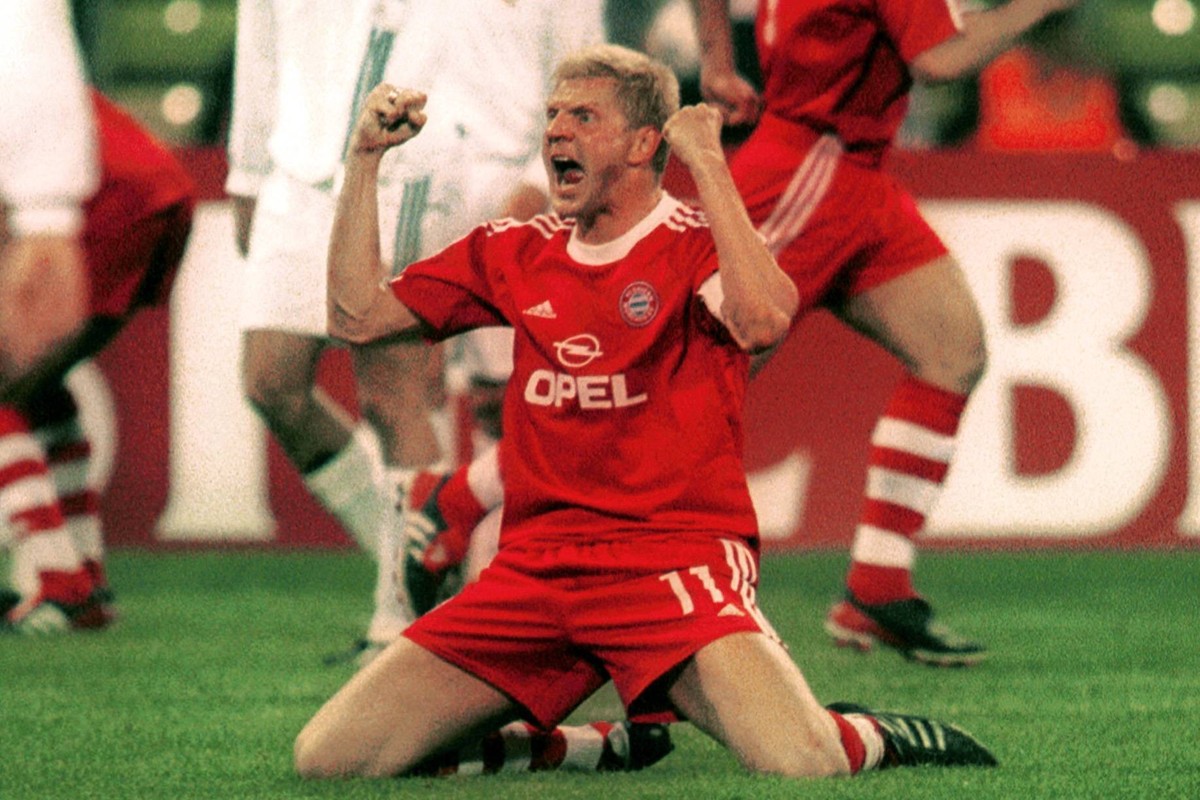 Stefan Effenberg Bayern - Torjubel Fußball EC 1 Herren Champions League 2001/2002, Viertelfinale, FC Bayern München - Real Madrid Spanien 2:1, Vneg Einzelbild Olympiastadion München Begeisterung, Freu ...