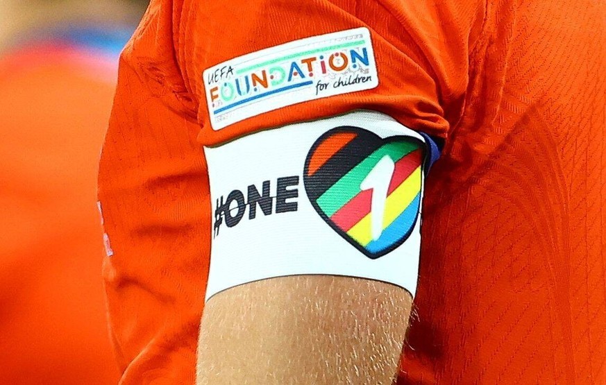 Mandatory Credit: Photo by Kieran McManus/Shutterstock 13421401gy The One Love captains armband of Harry Kane of England England v Germany, UEFA Nations League, Group A3, International Football, Wembl ...