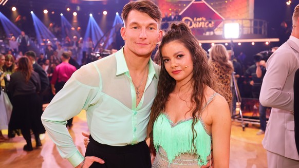 COLOGNE, GERMANY - MARCH 01: Maria Clara Groppler and Mikael Tatarkin pose after the first &quot;Let&#039;s Dance&quot; show at MMC Studios on March 01, 2024 in Cologne, Germany. (Photo by Joshua Samm ...