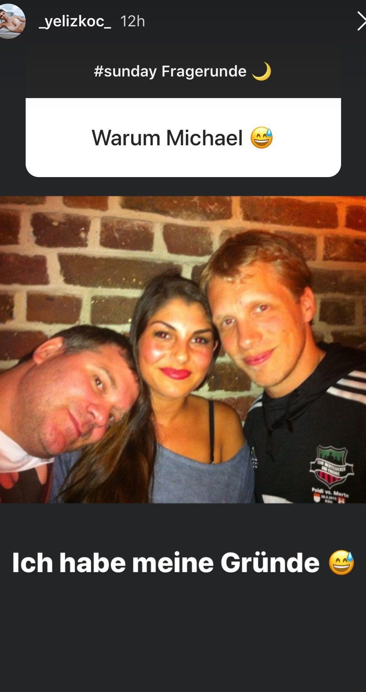 Elton, Yeliz und Oliver: Dieses Bild soll am besagten Abend entstanden sein.