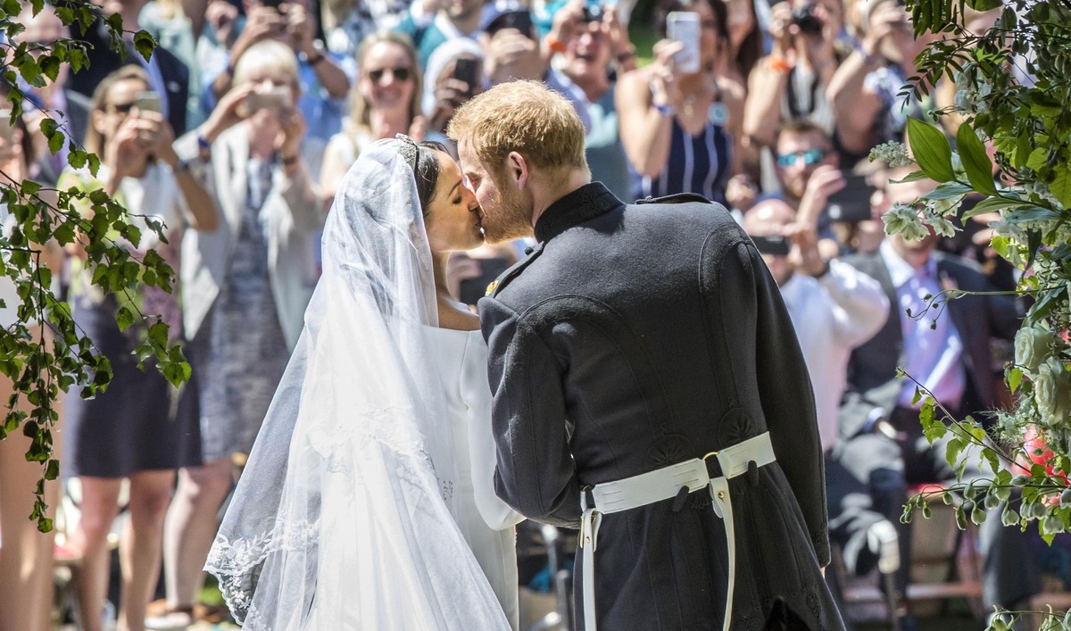 The Duke and Duchess of Sussex&#039;s second wedding anniversary. File photo 19/05/18 of Meghan Markle and Prince Harry kissing on the steps of St George&#039;s Chapel at Windsor Castle following thei ...