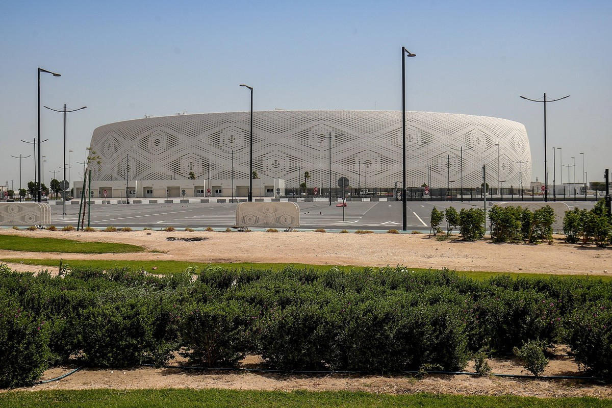 Al Thumama Stadium in Qatar The photo shows Al Thumama Stadium in Doha, Qatar on March 29, 2022. Al Thumama Stadium is the first stadium designed by Qatari architect, Ibrahim Mohammed Jaidah, drawing  ...
