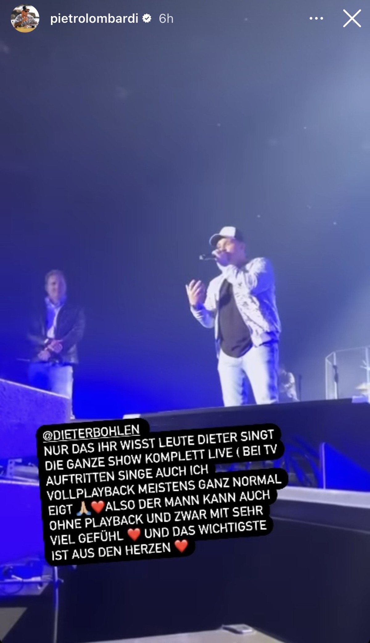 Dieses Video teilte Pietro von seinem Auftritt mit Dieter in seiner Story.