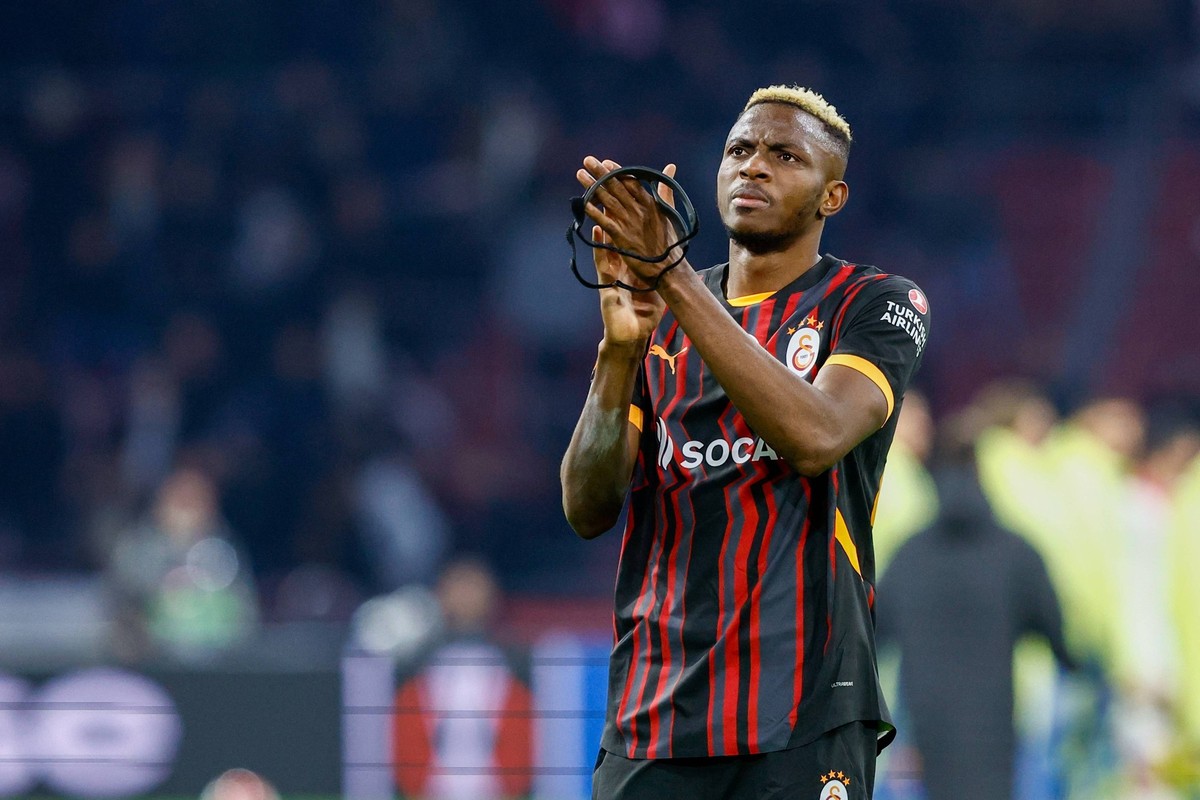 AMSTERDAM , 30-01-2025 , Johan Cruijff Arena , UEFA Europa League football , season 2024 / 2025, match between Ajax and Galatasaray , Galatasaray player Victor Osimhen dejected after lose the match Aj ...