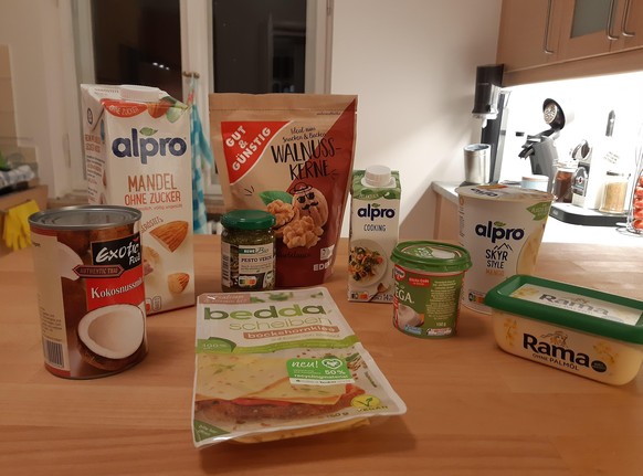 Das Ergebnis vom ersten veganen Einkauf: Ihre üblichen Lebensmittel konnte unsere watson-Autorin auch in veganer Form finden.