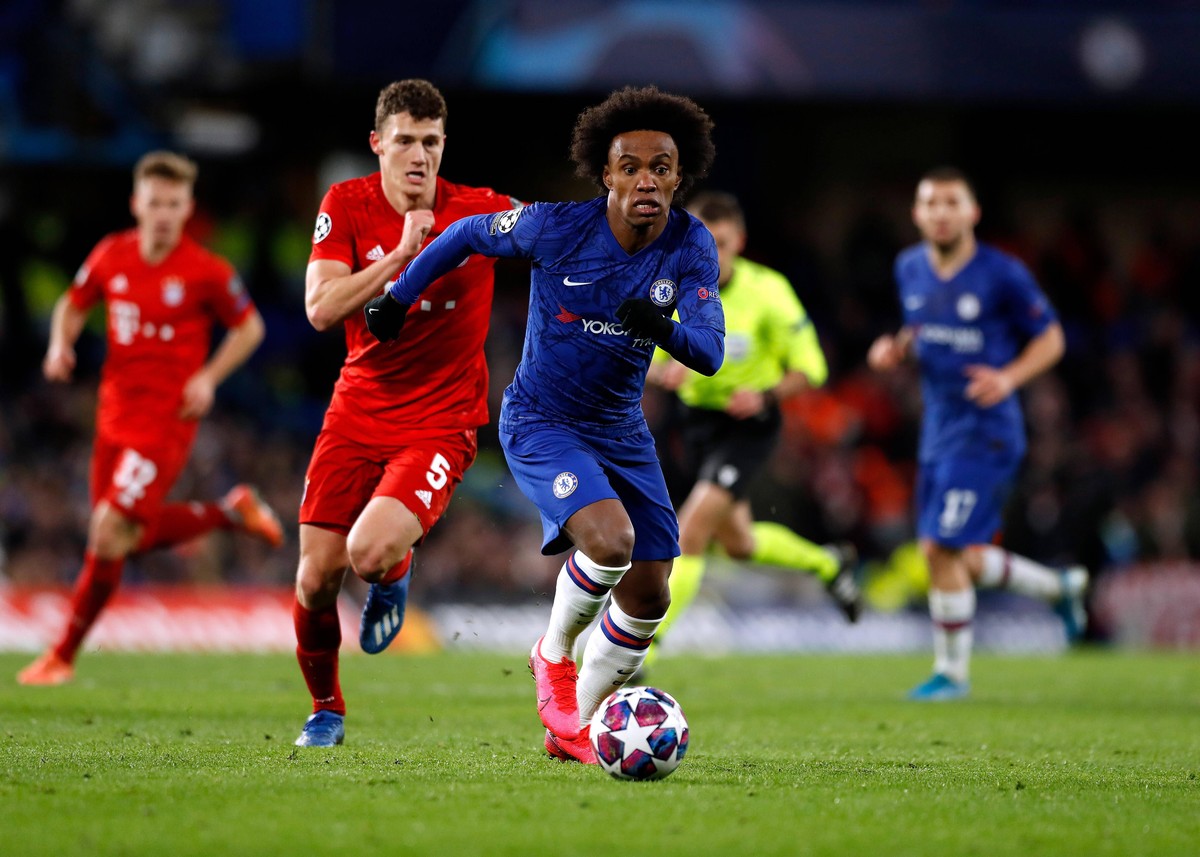 25th February 2020 Stamford Bridge, London, England UEFA Champions League Football, Chelsea versus Bayern Munich Willian of Chelsea PUBLICATIONxNOTxINxUK ActionPlus12214213 JohnxPatrickxFletcher