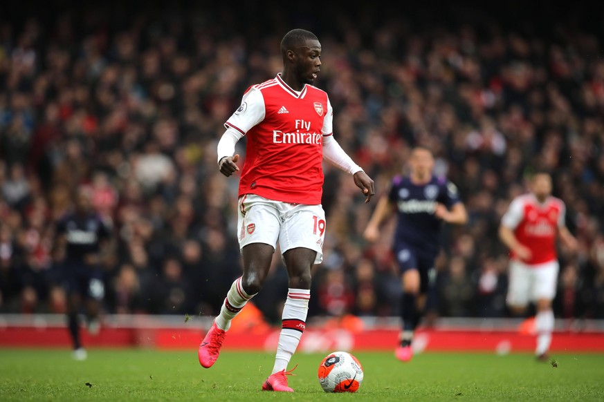 Nicolas Pepe A at the Arsenal v West Ham United English Premier League game, at the Emirates Stadium, London, UK on March 7, 2020. **Editorial use only, license required for commercial use. No use in  ...