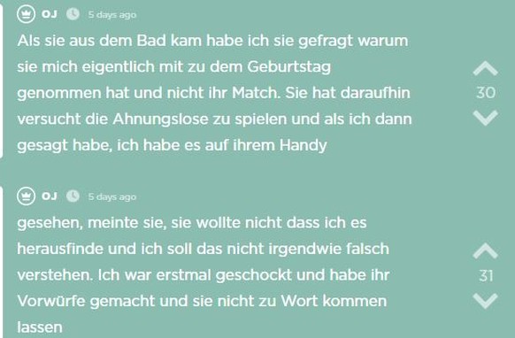 Und das war es jetzt?

Lieber Jodler, wir haben da noch ein paar Fragen: War das, was deine Freundin nun gemacht hat, schlimm oder nicht? Warum matcht sie Menschen auf Tinder, wenn ihr eine Beziehung  ...