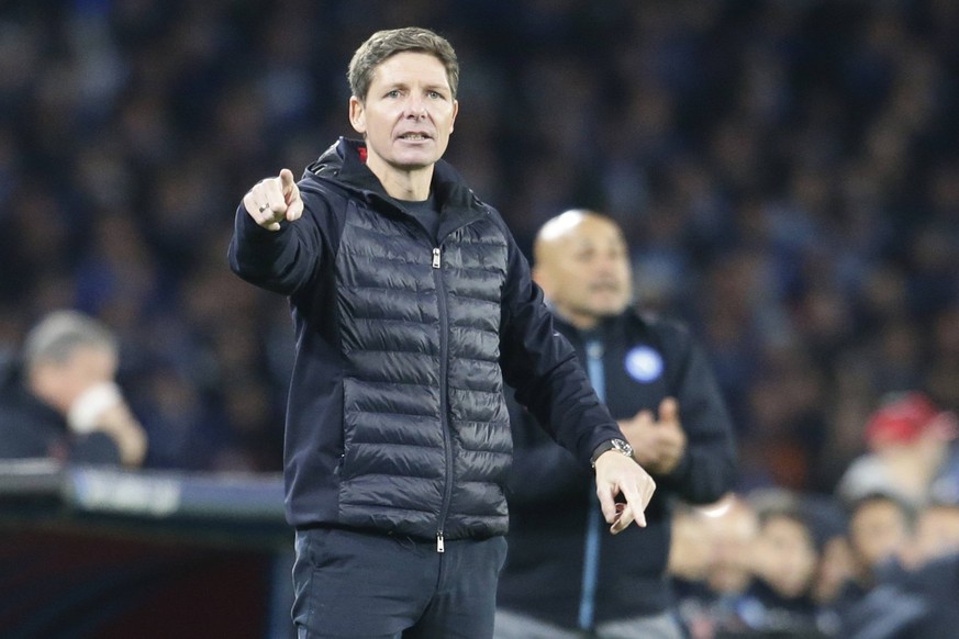 CL round of 16 football match between SSC Napoli and Eintracht Frankfur Eintracht Frankfurt s Austrian coach Oliver Glasner gesticulate During the Champions League round of 16 football match between S ...