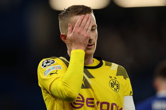 7th March 2023 Stamford Bridge, Chelsea, London, England: Champions League Football, Round of 16, Second Leg, Chelsea versus Borussia Dortmund A dejected looking Marco Reus of Borussia Dortmund as Che ...