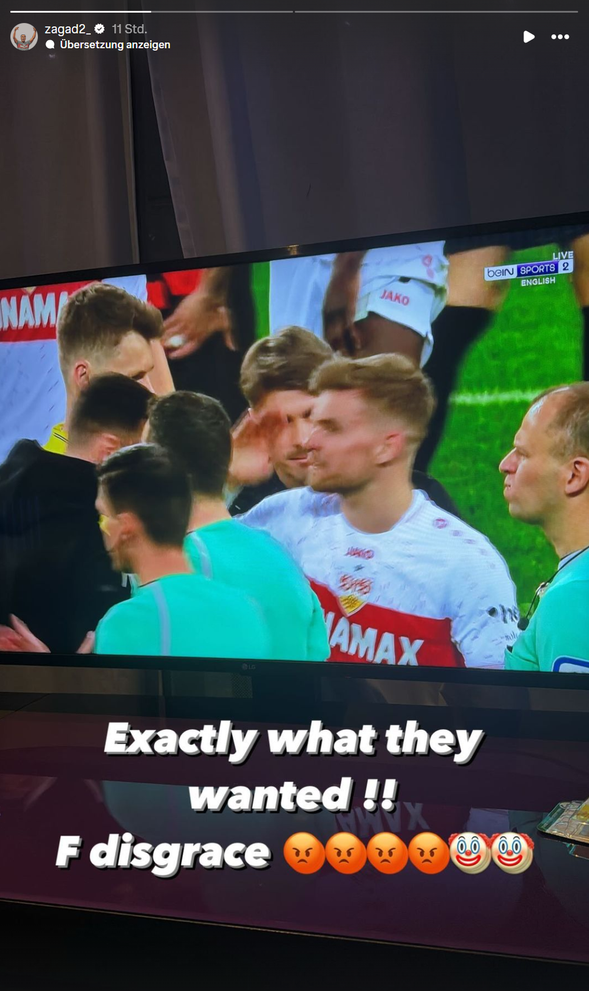 Dan-Axel Zagadou hat sich bei Instagram über das Tor von Leverkusen aufgeregt.