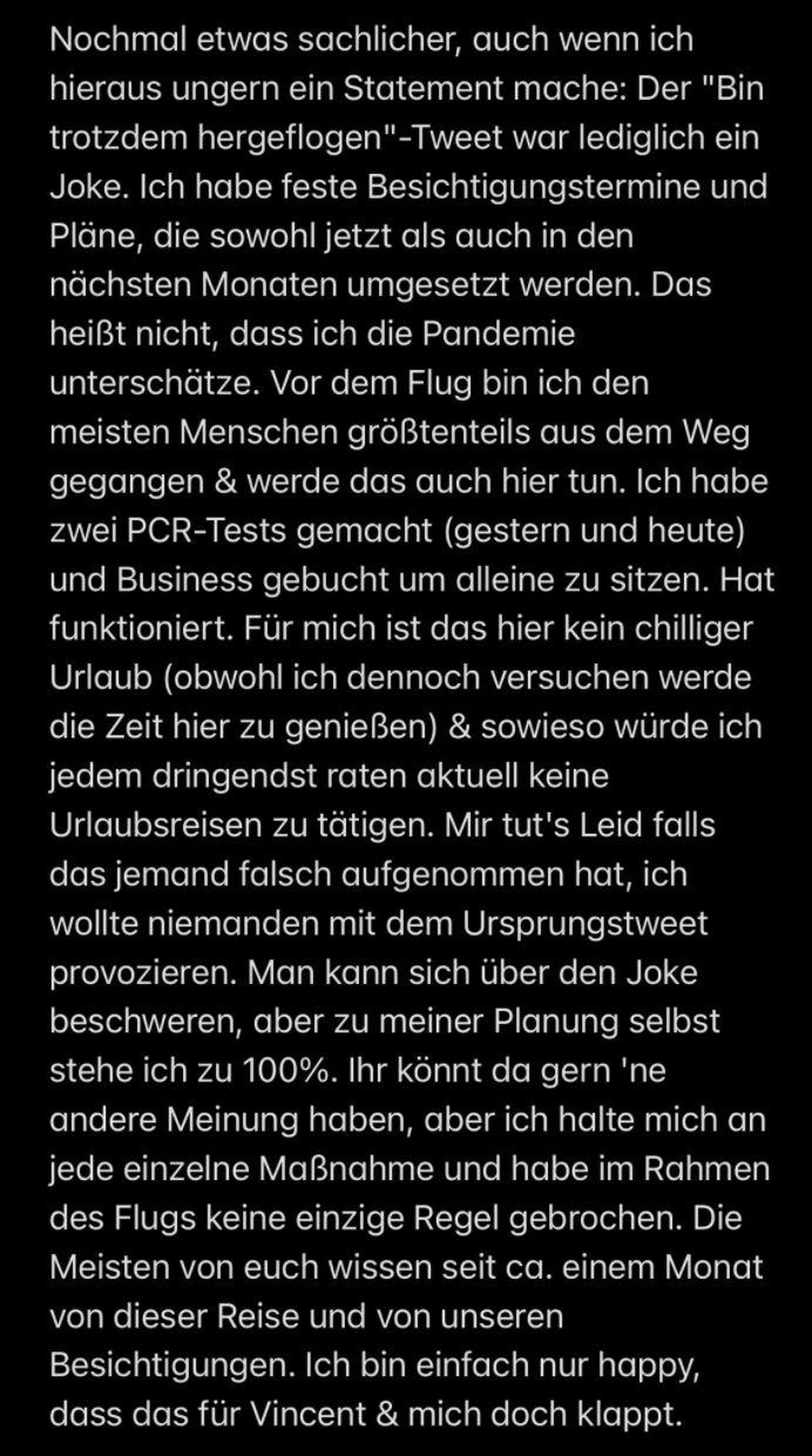 Viks Statement auf Twitter