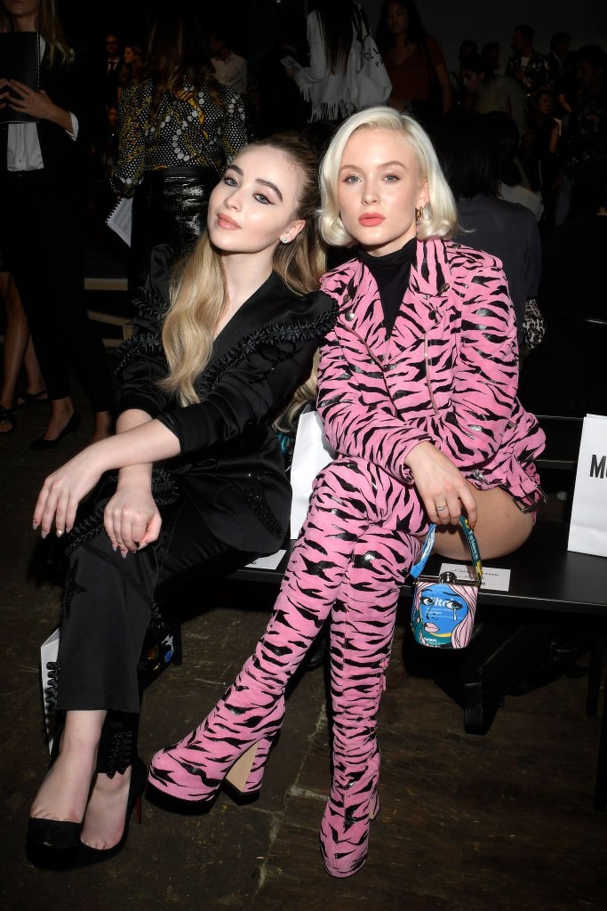 MILAN, ITALY - SEPTEMBER 20: Sabrina Carpenter and Zara Larsson attend the Moschino show during Milan Fashion Week Spring/Summer 2019 on September 20, 2018 in Milan, Italy. (Photo by Victor Boyko/Gett ...