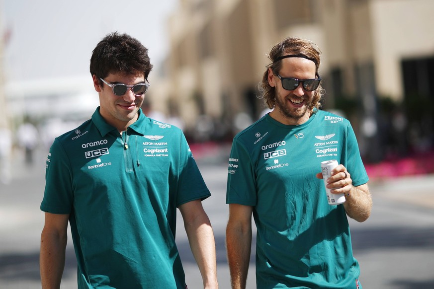 Formula 1 2022: Abu Dhabi GP YAS MARINA CIRCUIT, UNITED ARAB EMIRATES - NOVEMBER 18: Lance Stroll, Aston Martin, and Sebastian Vettel, Aston Martin during the Abu Dhabi GP at Yas Marina Circuit on Fri ...