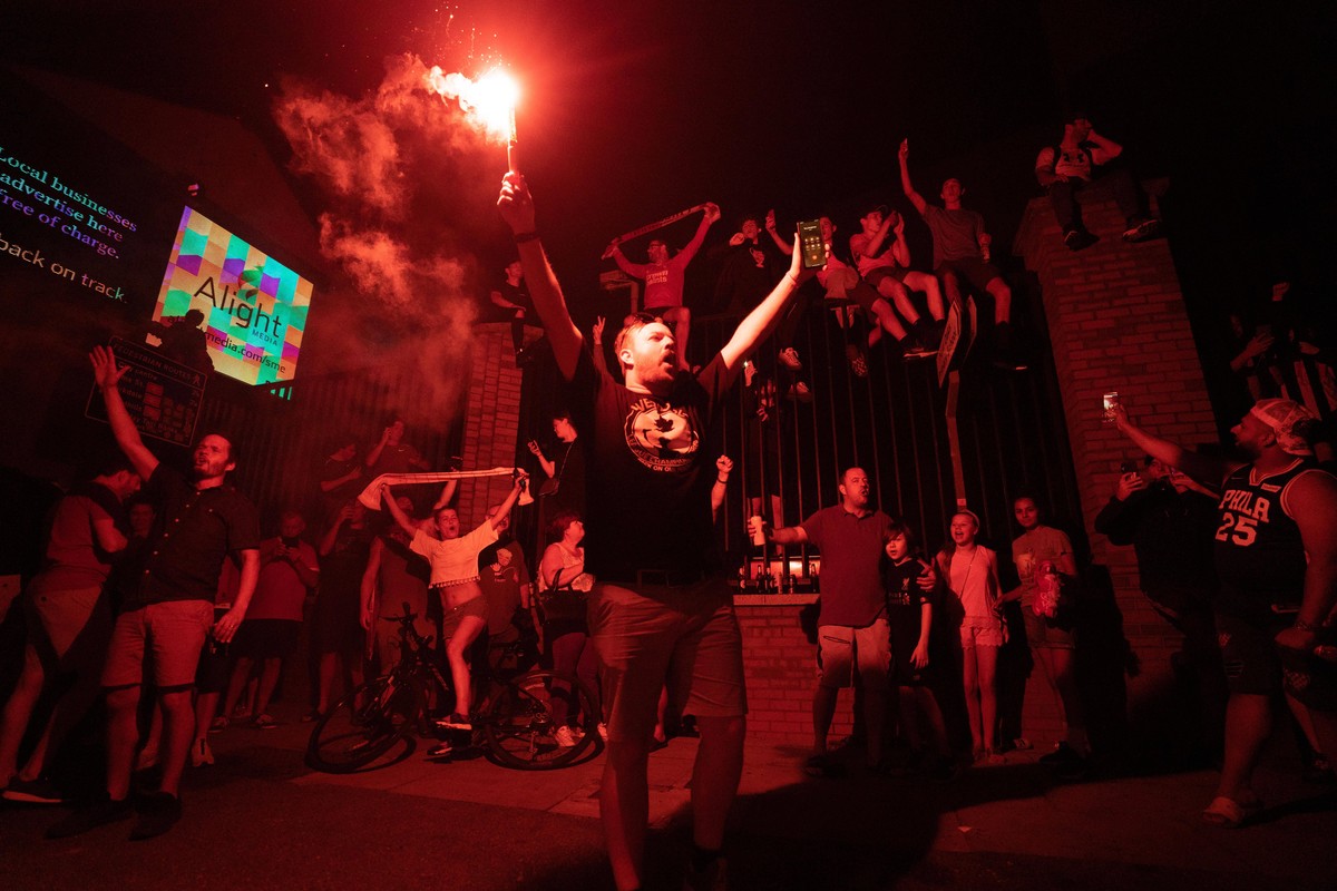 Football - 2019 / 2020 Premier League - Chelsea vs Manchester City Liverpool fans take the streets in expectation of a first-ever Premier League title - and first English title for 30 years - with Man ...