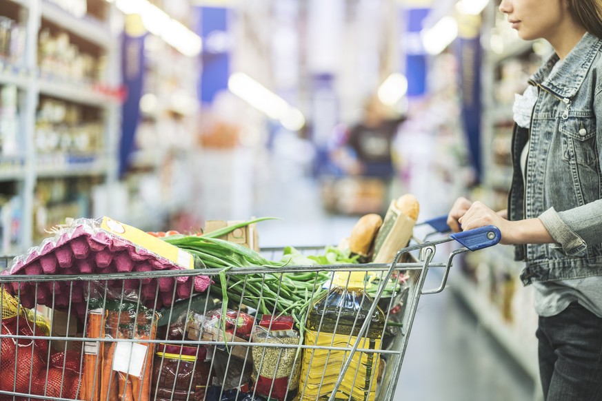 Shopping at supermarket, shopping concept