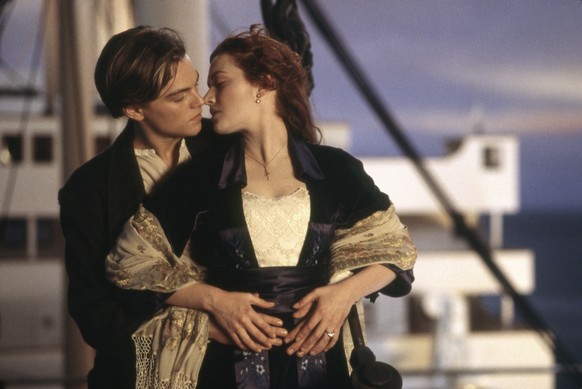 This image released by Paramount Pictures shows Leonardo DiCaprio, left, and Kate Winslet in a scene from &quot;Titanic.&quot; (Paramount Pictures via AP)