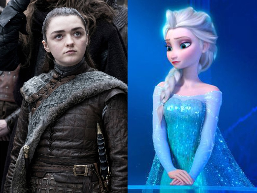 Zwei starke Frauen, jede auf ihre Art: Arya Stark (l.) und Disneys Eiskönigin Elsa.