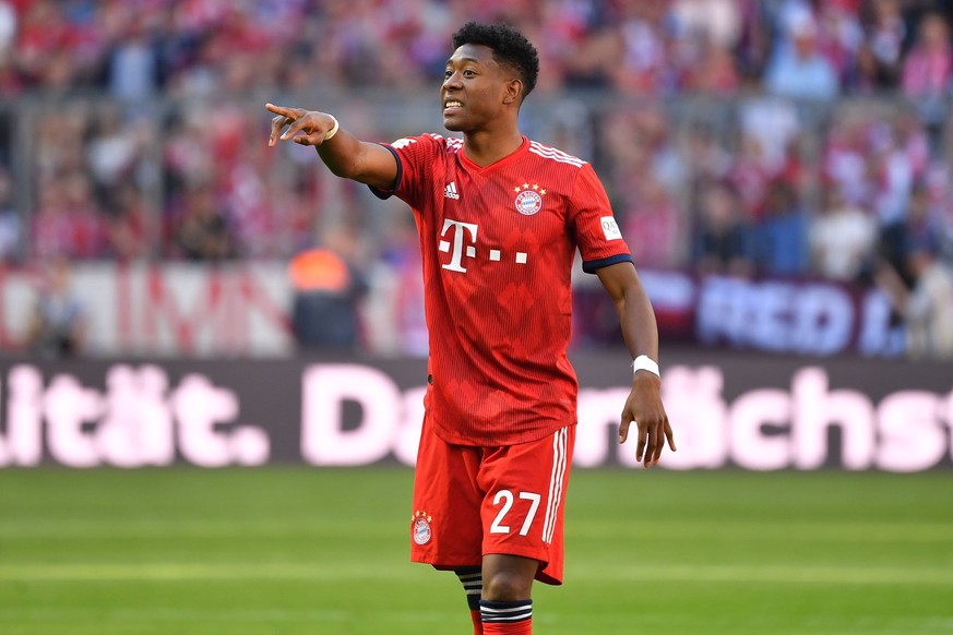 David ALABA (Bayern Muenchen), Gestik,gibt Anweisungen, Aktion,Einzelbild,angeschnittenes Einzelmotiv,Halbfigur,halbe Figur. Fussball 1. Bundesliga, 30.Spieltag,Spieltag30, FC Bayern Muenchen M) - SV ...