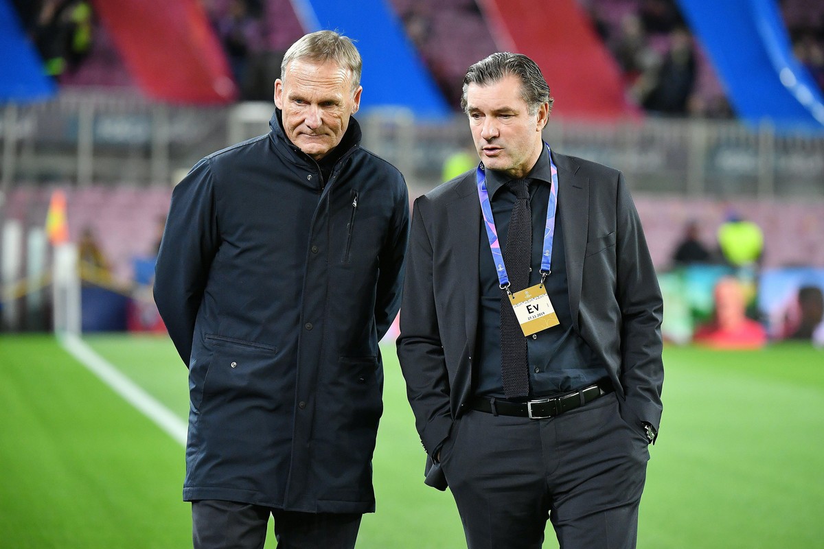 Barcelona, Camp Nou, 27.11.19, Champions League: FC Barcelona, Barca - Borussia Dortmund v.li. Hans-Joachim Watzke Geschaeftsfuehrer/Dortmund und Michael Zorc Sportdirektor/Dortmund Champions League: ...