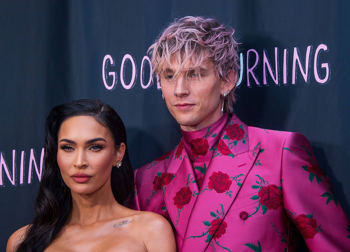 May 12, 2022, West Hollywood, California, USA: Megan Fox and Machine Gun Kelly at the Red Carpet for the world premiere of Machine Gun Kelly s directorial debut film, Good Mourning held on Thursday Ma ...