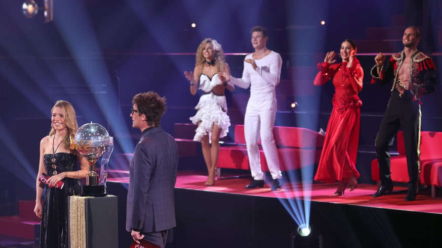 COLOGNE, GERMANY - MAY 14: Hosts Victoria Swarovski, Daniel Hartwich, candidates Patricija Belousova, Simon Zachenhuber, Renata Lusin and Rurik Gislason are seen during the 10th show of the 14th seaso ...