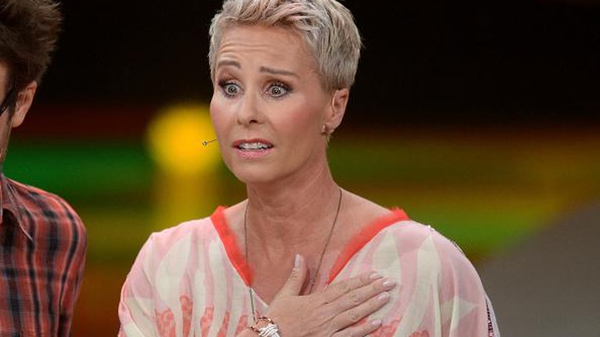 HUERTH, GERMANY - AUGUST 08: Sonja Zietlow looks on during the final of the television show &#039;Ich bin ein Star - lasst mich wieder rein!&#039; (English: I&#039;m a Celebrity... Get Me In There) on ...