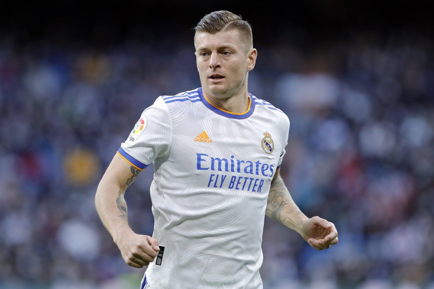 ESP: Real Madrid v Elche CF. La Liga Santander Toni Kroos of Real Madrid during the La Liga match between Real Madrid and Elche CF played at Santiago Bernabeu Stadium on January 23, 2021 in Madrid, Sp ...