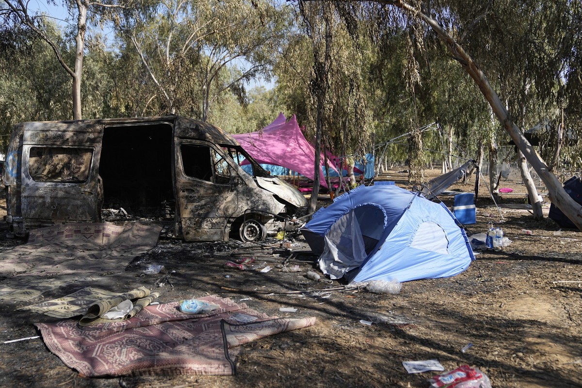 FILE - The site of a music festival near the border with the Gaza Strip in southern Israel, Oct. 12, 2023. The U.N. envoy focusing on sexual violence in conflict said in a new report Monday, March 4,  ...