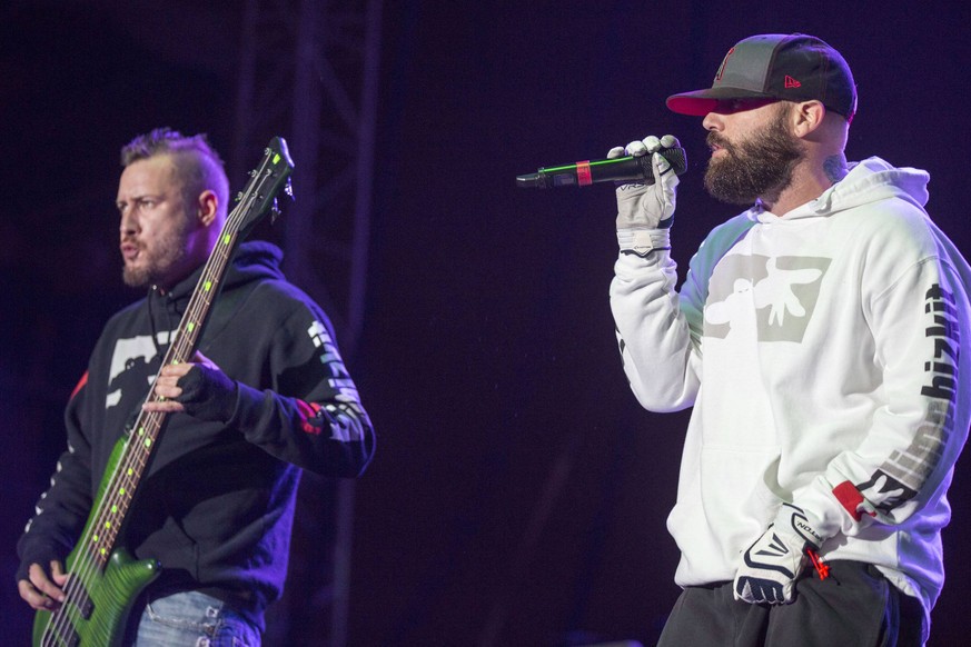 May 04, 2013 - Charlotte, North Carolina, U.S. - Bassist SAM RIVERS and vocalist FRED DURST of Limp Bizkit performs at Carolina Rebellion music festival. - ZUMAs13