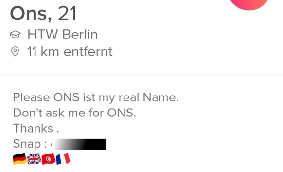 Wer noch nie auf einer Dating-Plattform unterwegs war: ONS steht für One-Night-Stand.