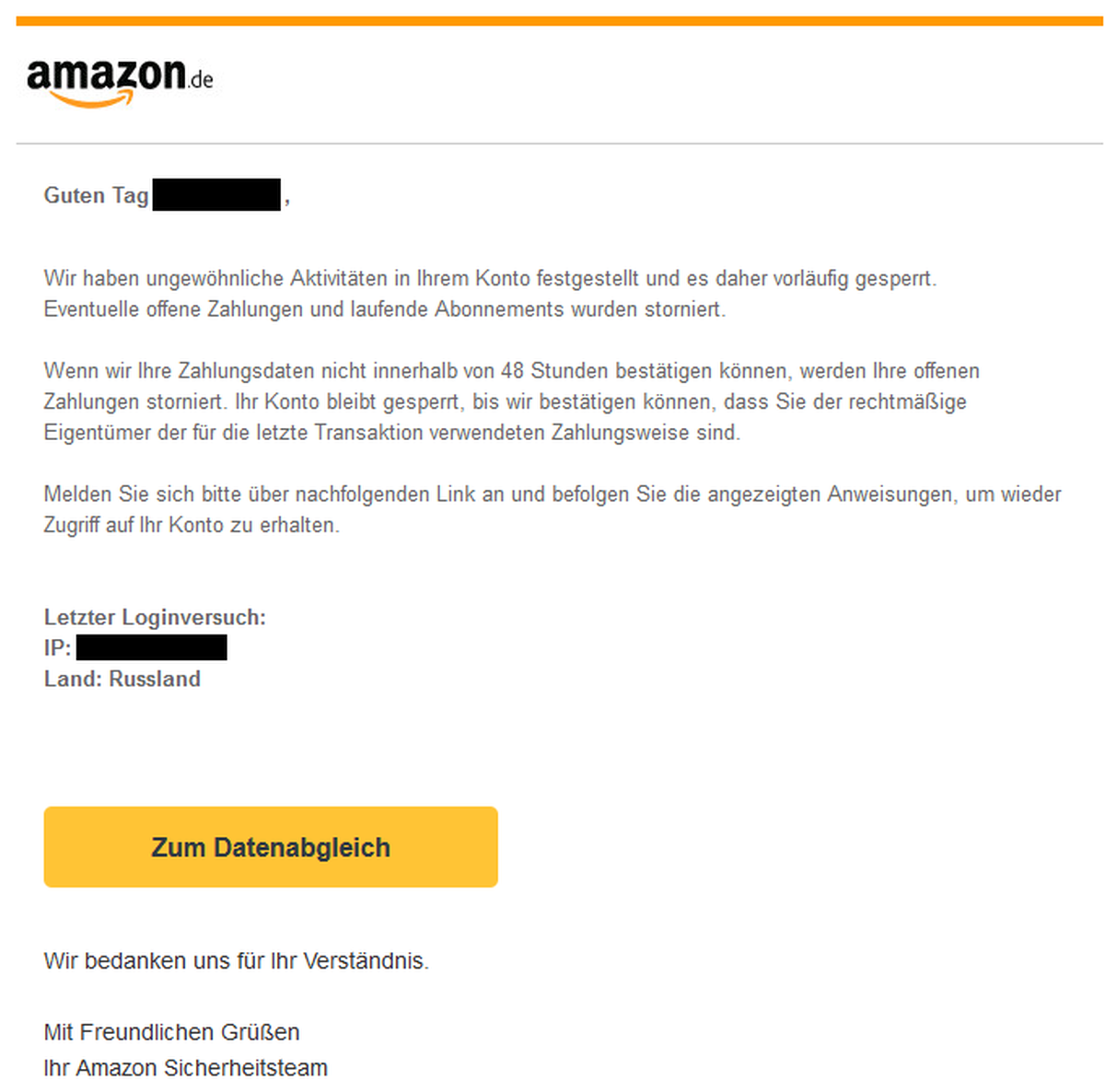 Vor dieser Mail warnt die Verbraucherzentrale.