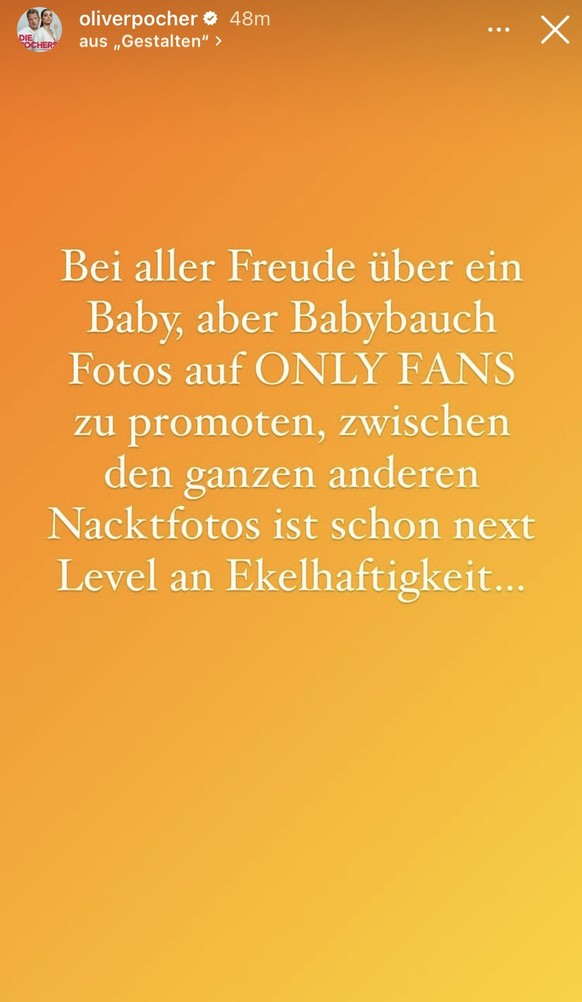 Dass Fotos ihres Babybauches bei Onlyfans gezeigt werden, stößt dem Komiker übel auf.