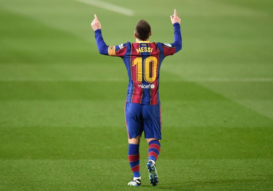 Mandatory Credit: Photo by Pressinphoto/Shutterstock 11738290z Lionel Messi of FC Barcelona, Barca celebrates after scoring the 1-0 FC Barcelona v Athletic Club, LaLiga Santander, date 21. Football, C ...