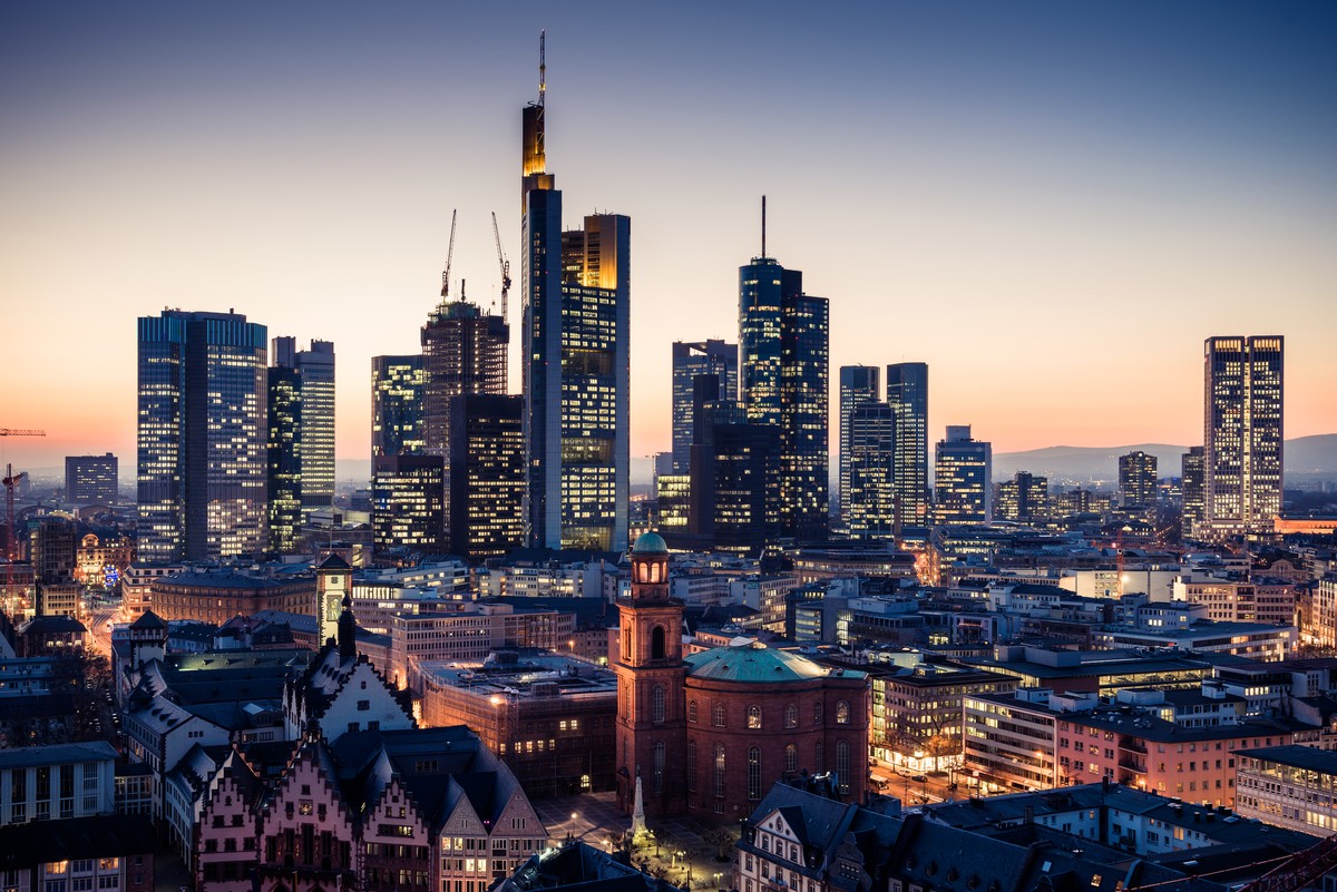 Frankfurt am Main Skyline with skyscrapers and finance district